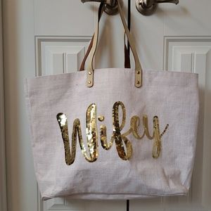 Wifey Sequined Canvas Tote Bag